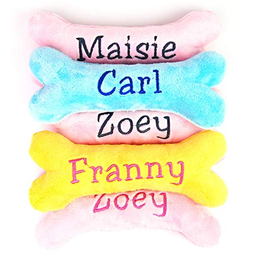 Generisch Personalisiertes Hundespielzeug Knochen mit Name – Welpengeschenk aus weichem Minky Plüsch – Hundeknochen mit Stickerei – Geschenk für Neue Hunde – Handmade