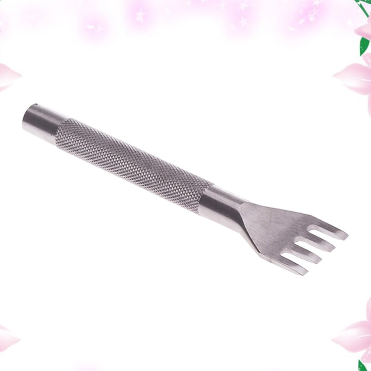 Leather Punching Tool 4 Tooth Steel Rhombus DIY Silver