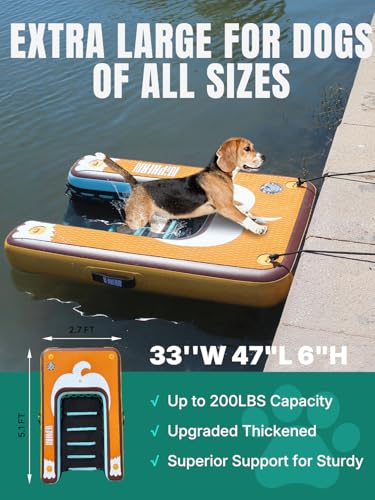 Image of Niphean Dog Pool Ramp, Non-Slip Floating Dog Boat Ramp Up to 240 Pounds | Inflatable Dog Water Ramp for Pool, Boat, Dock & Lake, Safe & Durable Ladder for Large Pets to Easy Water Access