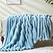 NEWCOSPLAY Super Soft Throw Blanket Blue Premium Silky Flannel Fleece 3D Ribbed Jacquard Lightweight Bed Blanket All Season Use (Blue Ribbed, Throw(50