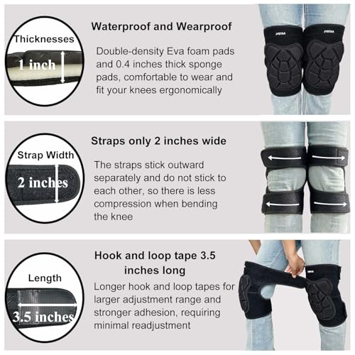 Jybtaa BLACK XL Gardening Knee Pads For Men/Women, Safety Knee Pad For Cleaning Flooring Roofing Weeding Construction Work, Adjustable Slip-On Kneepads thumb #4