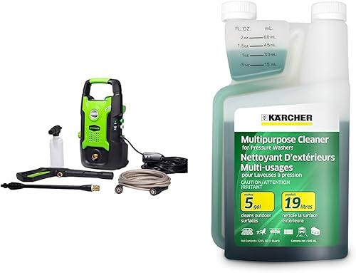 Greenworks Lavadora a presión eléctrica de 1600 PSI (1.2 GPM) y Kärcher - Concentrado de jabón de limpieza multiusos - para lavadoras a presión -