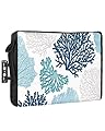 DecorLovee Outdoor TV Cover 80 to 85 Inches Weatherproof, Blue Teal Coral Outdoor TV Enclosure with Remote Control Pocket, Summer Beach Coastal Modern Geometric TV Screen Protectors for Outside TV