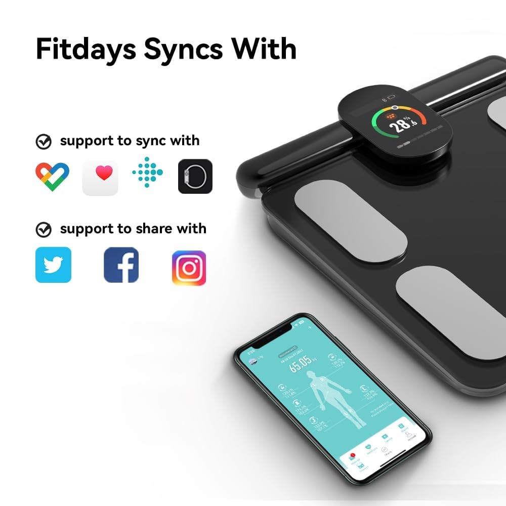 Fitdays Balance intelligente pour l'IMC, la composition corporelle pour le fitness