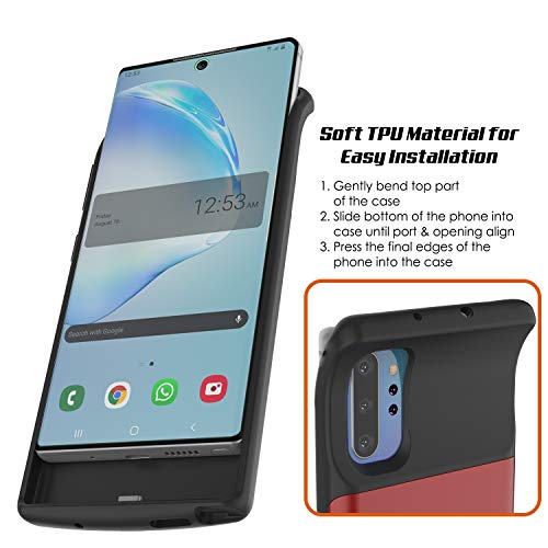 Punkjuice Galaxy Note 10 Plus Battery Case, 6000Mah Fast Charging Extended Power Bank W/Screen Protector | Intelswitch | Slim, Secure And Reliable Compatible W/Samsung Galaxy Note 10+ Plus [Red] #TOP2