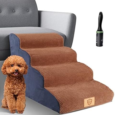 Masthome Haustiertreppe für Hunde und Katzen,4 Stufen Hundetreppe,rutschfeste Haustiertreppe mit Abnehmbarer Bezug Am Besten für Ältere Verletzte Haustiere-Hergeben KleBefusselrolle 60 Blatt 1 Rollen Cover