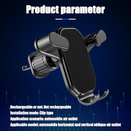 Jawmoy 1 PC Car Mobile Phone Holder, Air Outlet Stable Embedded Hands-Free Bracket, Upside-Down Hook Stable Mobile Phone Navigation Rack, Compatible with Most Smartphones of iPhone (Black)