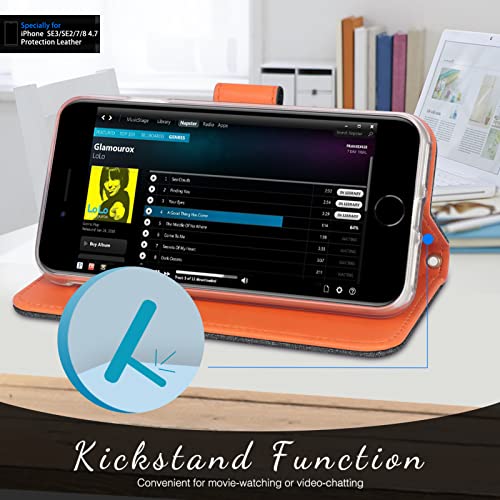 Fyy Designed For Iphone Se Case 2022 (3Rd Gen) / Iphone Se Case 2020 (2Nd Gen) / Iphone 7 Case/Iphone 8 Case, Luxury Pu Leather Wallet Phone Case With Card Holder Flip Kickstand Cover Dark #TOP3