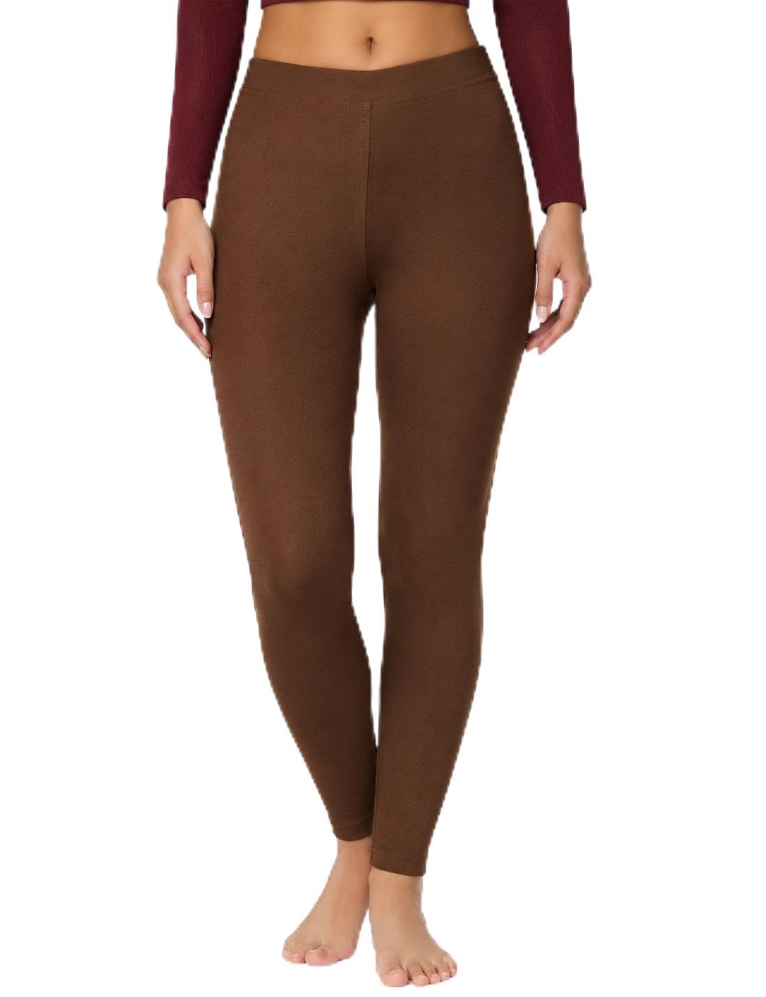 JH Retreat Women's Ankle Length Leggings | a Stretchable | Mid Rise | Soft & Comfortable | Solid Brown-image-26
