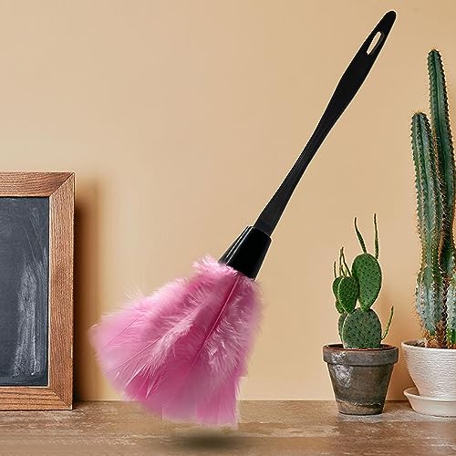 Image of 14 Inch Turkey Feather Duster - Lightweight Cleaning Brush for Home, Office, Furniture, Blinds, and Electronics(Pink)