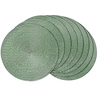 Lot De 8 Sets De Table Ronds Tressés 38,1 Cm - Vert Sauge, Résistants à La Chaleur, Pour Intérieur Et Extérieur - 3