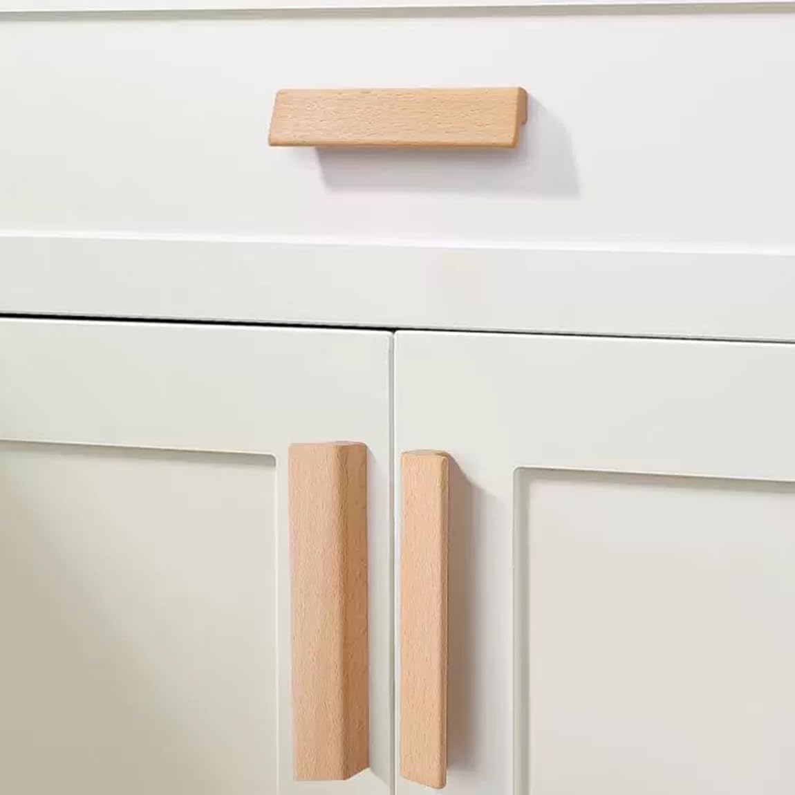 SYZOW Pack of 6 Furniture Handles, Wood, 128 mm, Cabinet Handles, Kitchen Handles, Drawer Handles, Furniture Solid Wooden Handles (Wood)