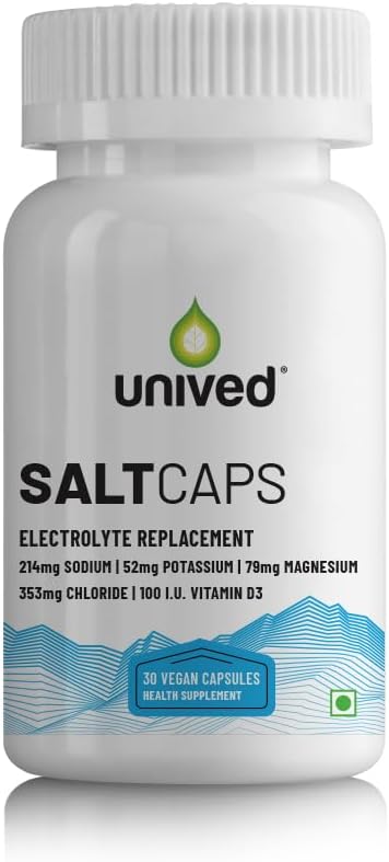 Unived Salt Capsules, Electrolyte Replacement for Runners, Cyclists, and Athletes from other Sports (30 Caps)