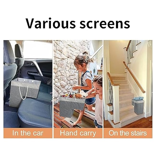 Stair Basket for Stairs with Handle, Staircase Baskets for Carpeted and Wooden Stairs,16 Step Storage Laundry basket for Stairs, Toys, Clothes, Books, Tools, Magazine, with Hard Board, Anti-slip