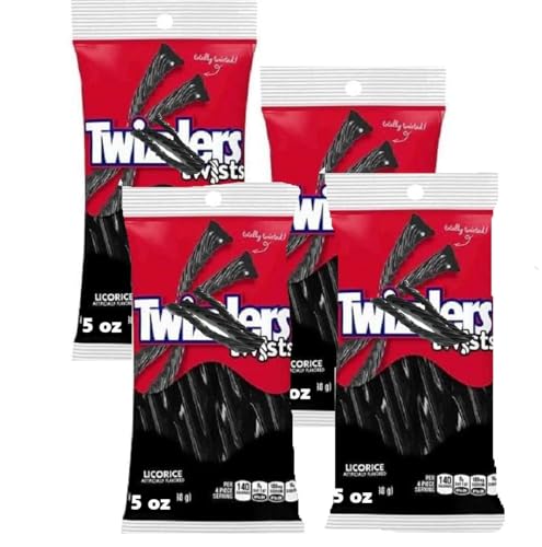 Twist Licorice Twists Candy 5 Oz Bags 4 Pack Soft Chewy Licorice Candy Sweet Snack Treat for Sharing Parties Movie Nights and Gift Baskets