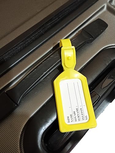 Valiz Etiketi, Valiz isimliği, 3 Adet Plastik Bavul İsimlik, Seyahat Bavul Bagaj El Çantası İsimliği, Su Geçirmez, Çanta Aksesuarı, Çanta İçin İsimlik (Sarı) - Görsel 4