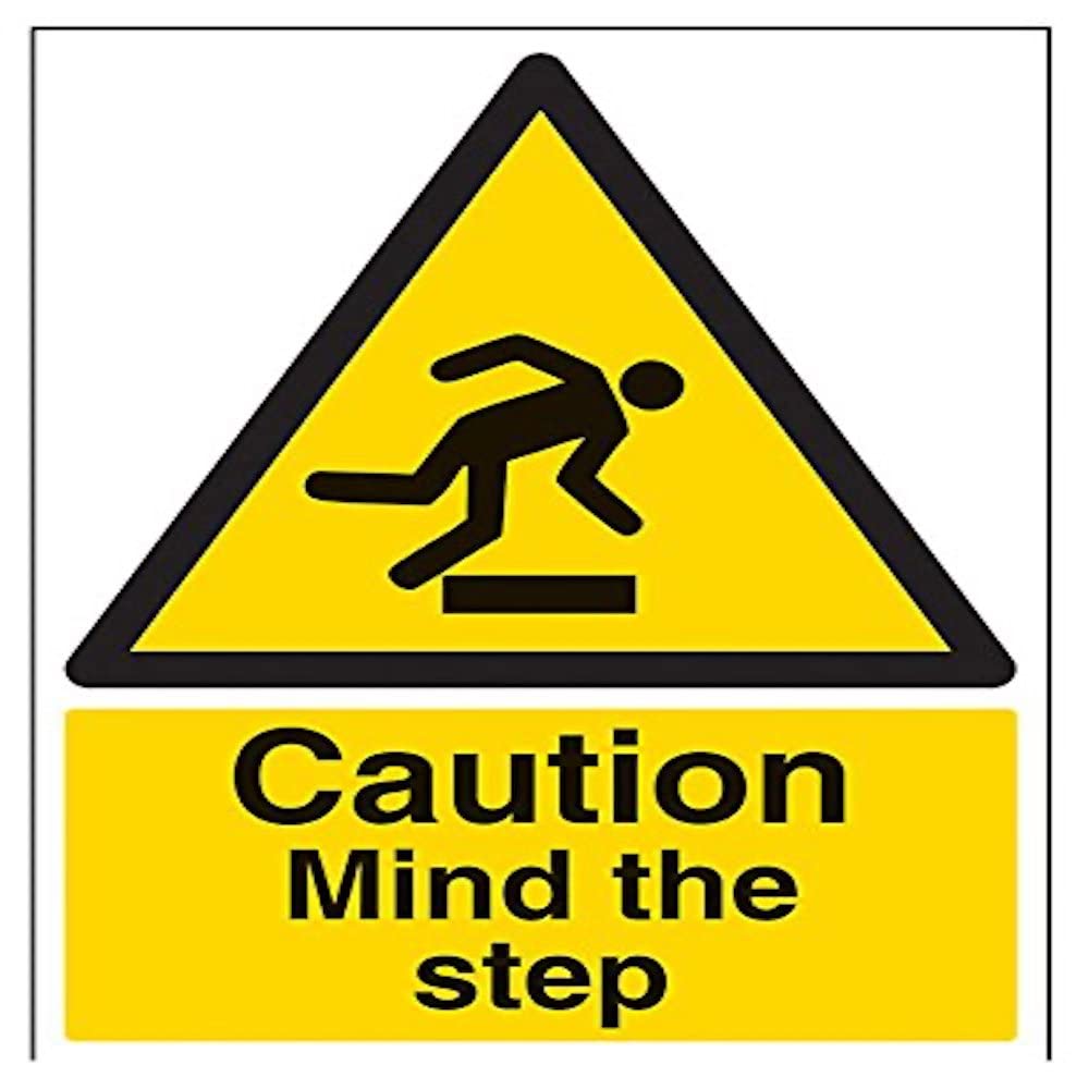 V Safety Caution Mind The Step Warning Sign - 300mm x 400mm - 1mm Rigid Plastic