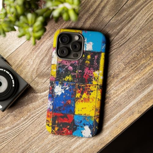 Coque iPhone 15 Pro Max jaune mate : protégez des rayures avec art abstrait