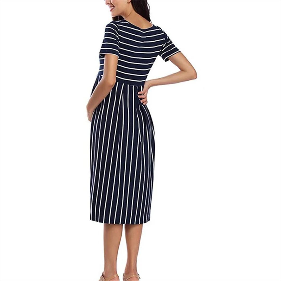 Vestito da donna estivo casual a righe premaman manica corta vestiti gravidanza A-Line Baby Shower Dress premaman pigiama