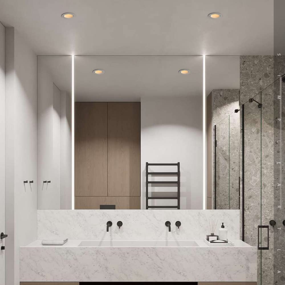 Faretti da incasso a LED da 3,3 pollici Faretti da soffitto da 3 pezzi, IP65 Faretto da incasso antiruggine per montaggio a incasso impermeabile Apparecchio per faretti da doccia per ambienti umidi in