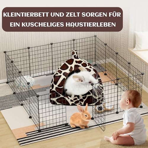 Bequemes Bett für kleine Wintertiere, Meerschweinchenhütte mit abnehmbarem Kissen aus Plüsch, Haus für Meerschweinchen, Plüsch, Kaninchen, Höhle für Zwergkaninchen, Chinchillas, Hamster