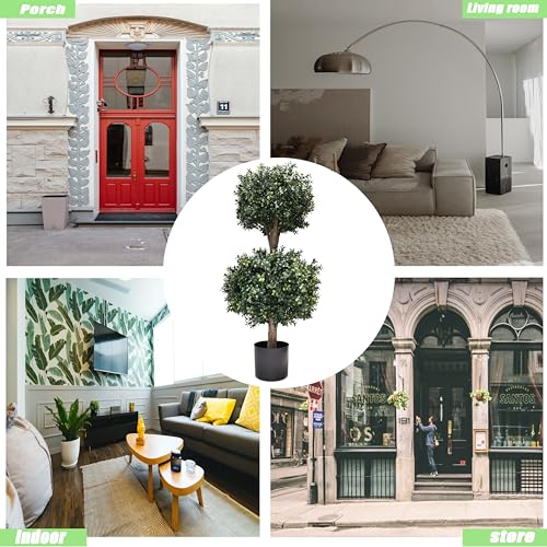 Blonyuvc DOUBLE-BALL-90CM 3Ft-35'' Artificial Boxwood Double Ball Topiary Trees,2Pack Faux Topiaries Tree Store Garden Indoor&Outdoor thumb #4