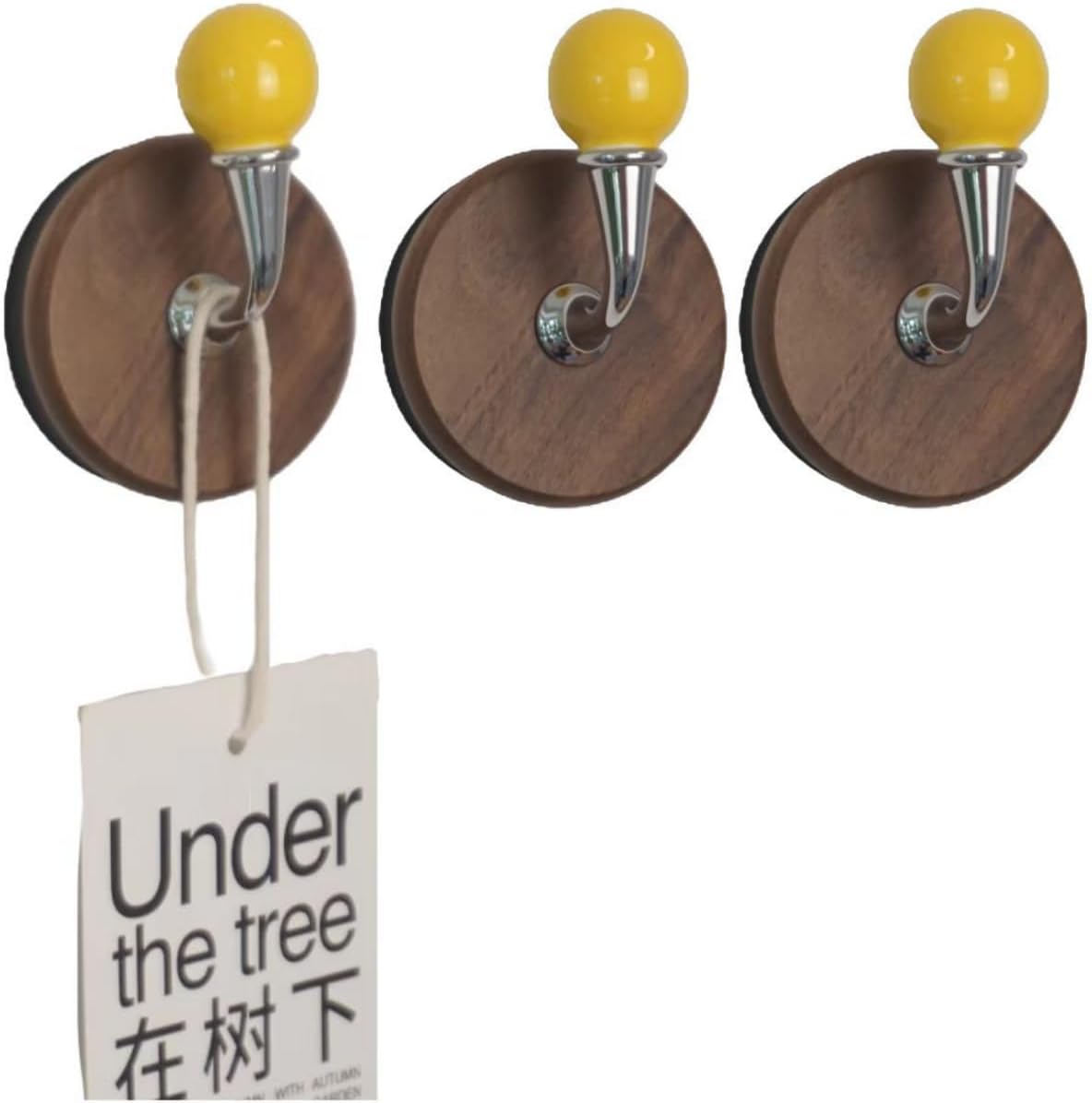 3 Pcs Colorful Magnetic Hooks Heavy Duty Magnet Hook Strong Neodymium Magnetic Coat Hooks Magnetic Hanger for Refrigerator, Metal Door, Locker for Hanging Towel, Coat, Bag, Umbrella (Yellow)