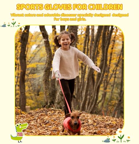 Image of Pixel Panda Winter Kids Warm Sports Gloves for Running Outdoor Boys Girls?Pink-L?