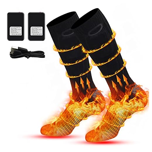 Heated Socks for Men Women, 4000mAh Rechargeable Heated Socks with 3 Heat Settings, Electric Heated Socks Foot Warmer Thermal Socks for Camping, Skiing, Hiking, Hunting, Winter Sports Outdoor & Indoor