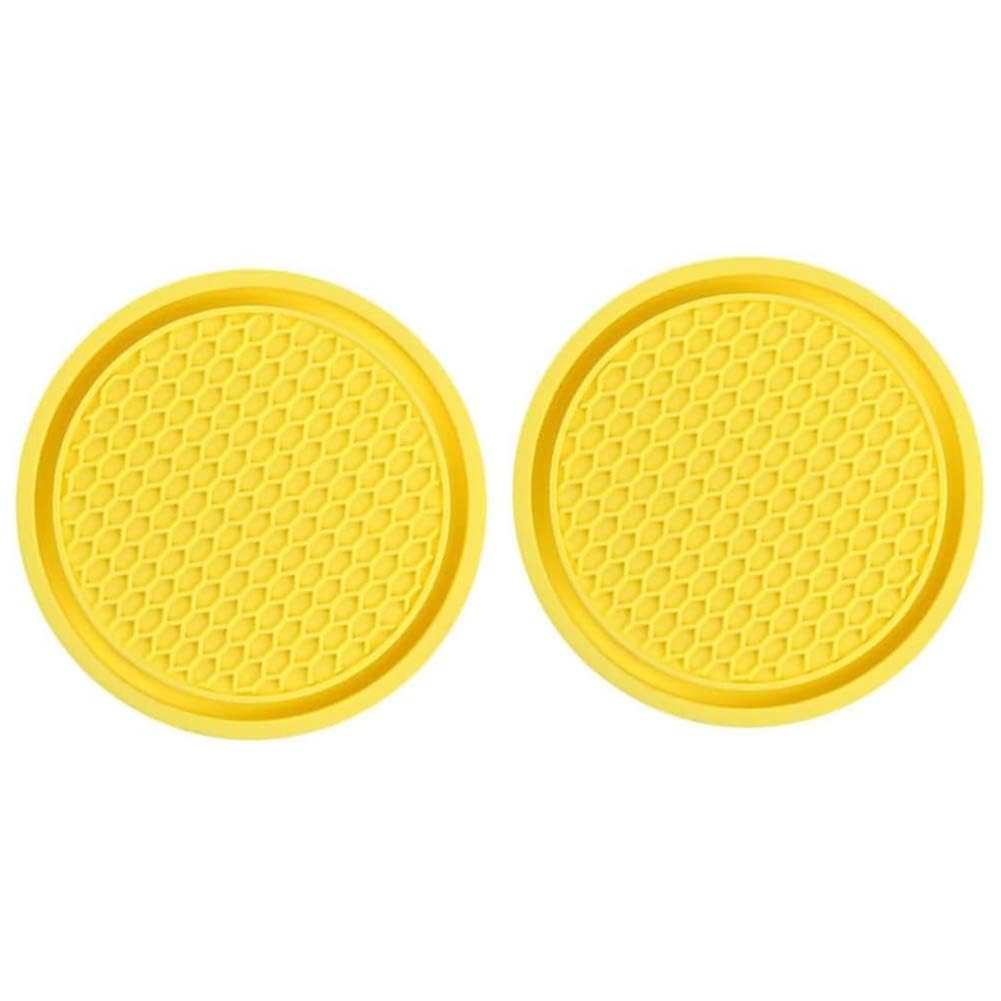 2 Pcs Car Cup Holder Coaster, for Nissan Patrol 2012-2026 Silicone Auto Cup Coaster, Vehicle Auto Insert Coaster Mat for Interior Accessories,A/Yellow