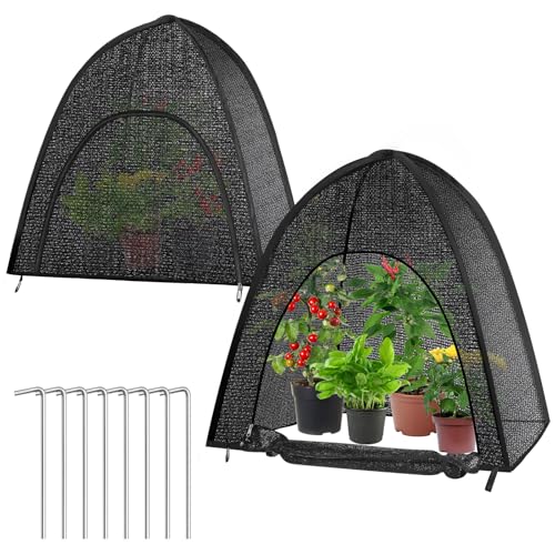 2 Pack Plant Shade Tent, Plant Shades for Outdoor Plants, UV Resisitant 50% Sunblock Shade for Plants Sun Protection, Plant Shade Cover for Flower Potted Plants (28x28x33Inch)