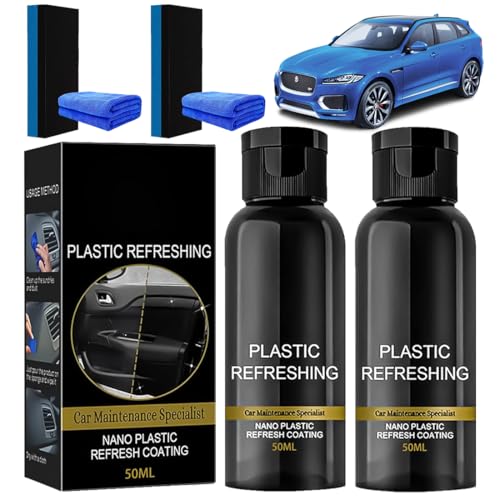 Revitalizante Recubrimiento para Plásticos, 2 Piezas Plastic Refresshing Auto,Reparación de Plásticos Plásticos,Plastic Revitalizing Coating Agent,Auto Plastic Plastic Refreshing Agent,Auto Plastic