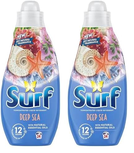 Surf Deep Sea Laundry Washing with a joy-infused fragrance & natural essential oils lasting up to 12 hours in wear Liquid Detergent for brilliantly clean results 24 washes (Pack of 2)