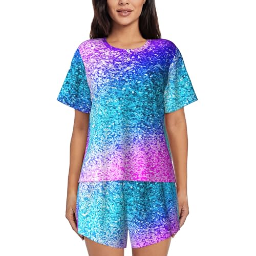 Pyjama à paillettes femme : ensemble court ultra doux avec poches