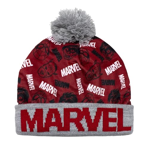 Bonnet d'hiver Avengers Marvel gris taille 52 avec pompon pour enfants
