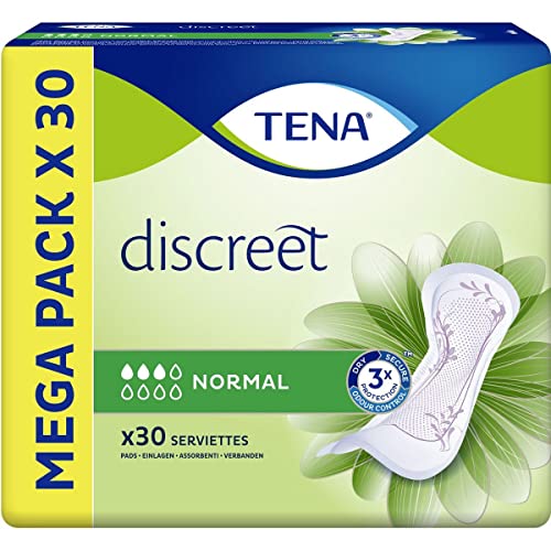 Image of TENA Discreet Normal Women's Incontinence Towels Mega Pack of 30
