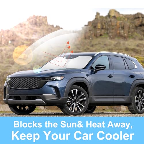 Image of Windshield Sun Shade for 2023-2026 Mazda CX-50 CX50 Accessories | Full covered for windshield, Foldable & Durable, Block UV Rays, Reduce Heat, Easy to install, Keep Car Cooler