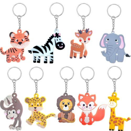 Porte-clés animaux de la jungle comme cadeau de retour original pour invités d'anniversaire