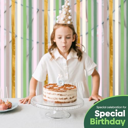 Image of 6 Sage Green Streamers, 492ft Pack of Crepe Paper Party Decorations | Each roll is 82 ft long and 1.8 Inch wide ideal for Birthday Party Decor, Wedding Decorations and Anniversary Celebration