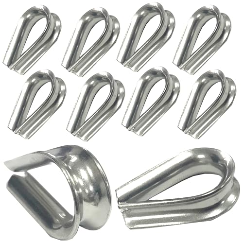 5mm Wire Rope Thimble Made From Marine Grade A4 Stainless Steel Corrosion-Resistant Wire Fasteners for Boats, Yachts, and Marine Applications (Pack of 10)