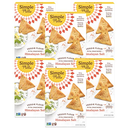 Simple Mills Veggie Pita Crackers, Himalayan Salt - Gluten Free,