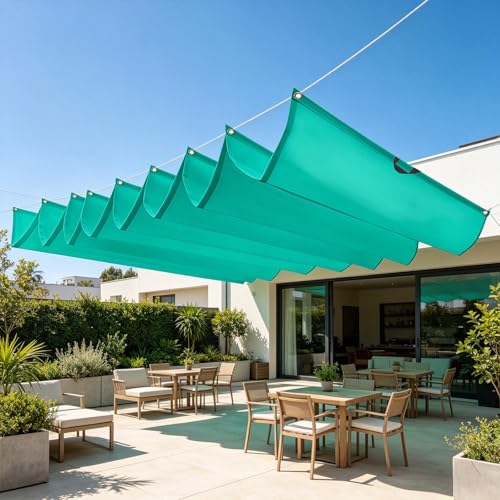 Toile ombrages bleu ciel rectangulaire imperméable et protection UV 2x11m