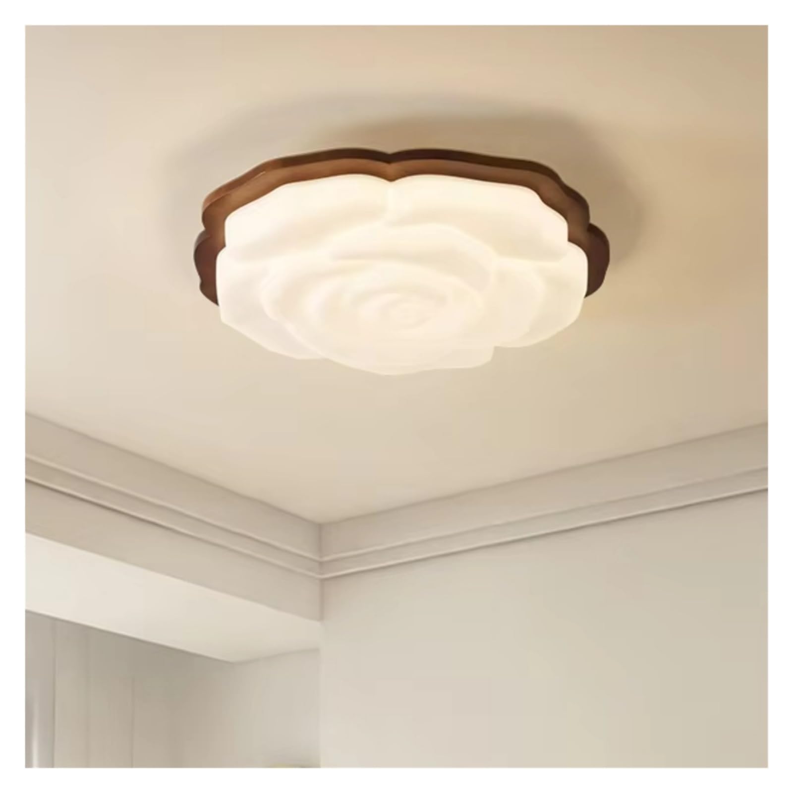 Lampada da soffitto in Legno per Camera da Letto, Soggiorno, Studio, Lavoro, Lampada a LED in Noce con Finitura Rosa, apparecchio di Illuminazione Spaziale.