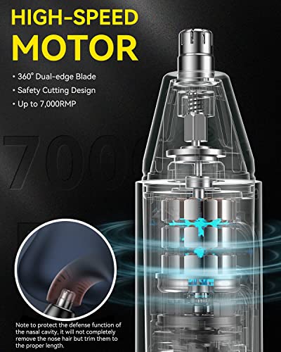 Unibono Ear And Nose Hair Trimmer, Dual-Hole Vortex Cleaning System Facial Hair Grooming Kit Include Rechargeable Eyebrow Trimmer & Facial Hair Removal Shaver Gifts For Men Women #TOP3