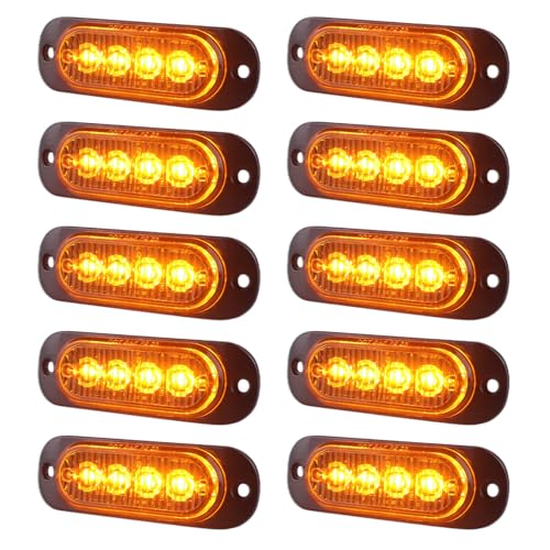 XtraGlow 3.4 Inch Trailer Marker Lights Amber LED Clearance Side Marker with Durable Aluminum Housing Surface Mount Design IP67 Waterproof for Pickup Truck Tractor Van RV Camper Motorhome 10Pcs