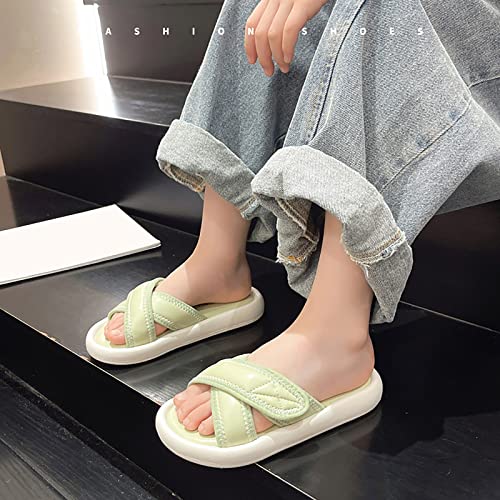 Girls Solid Color Sliders Open Toe Adjustable Flat Slippers Fashion Summer Slippers Non-Slip Slide Sandals Beach Shoes4