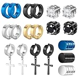 Magnetic Earrings Stud Stainless Steel - 11 PCS Clip on Earrings Men Women,Fake Earring Without Pierced Cool,Ear Cuff no Piercing for Kids,Girls,Boys(4 Styles)