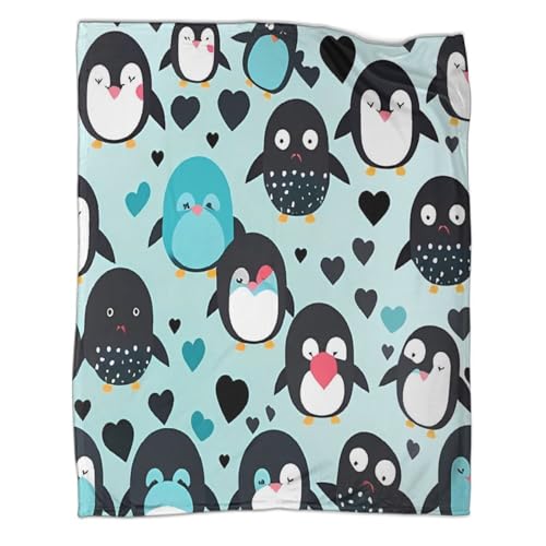 Couverture polaire microfibre 3D pingouins plaid 150x200cm