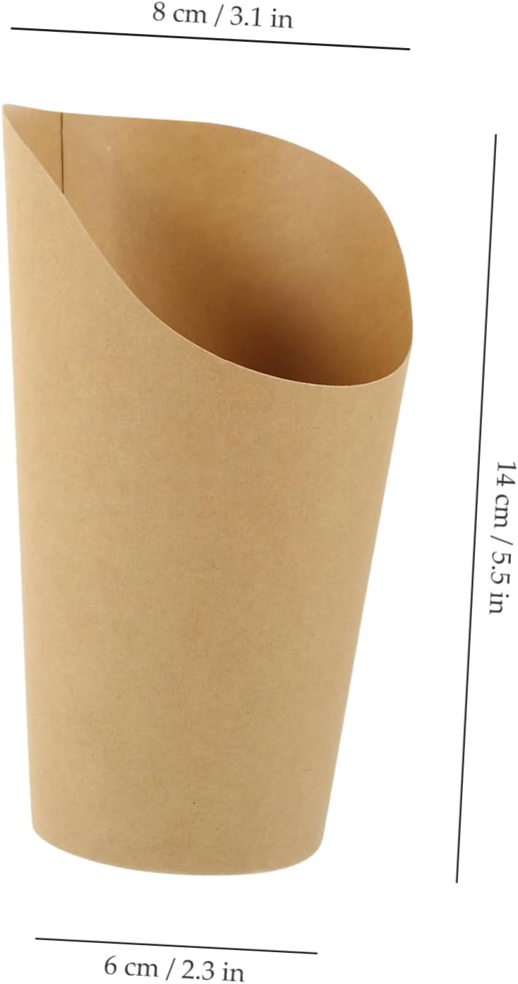 NOLITOY 100Pcs Snack Containers Kraft French Fry Cups for Parties Daily Use Snack Holders for Waffles