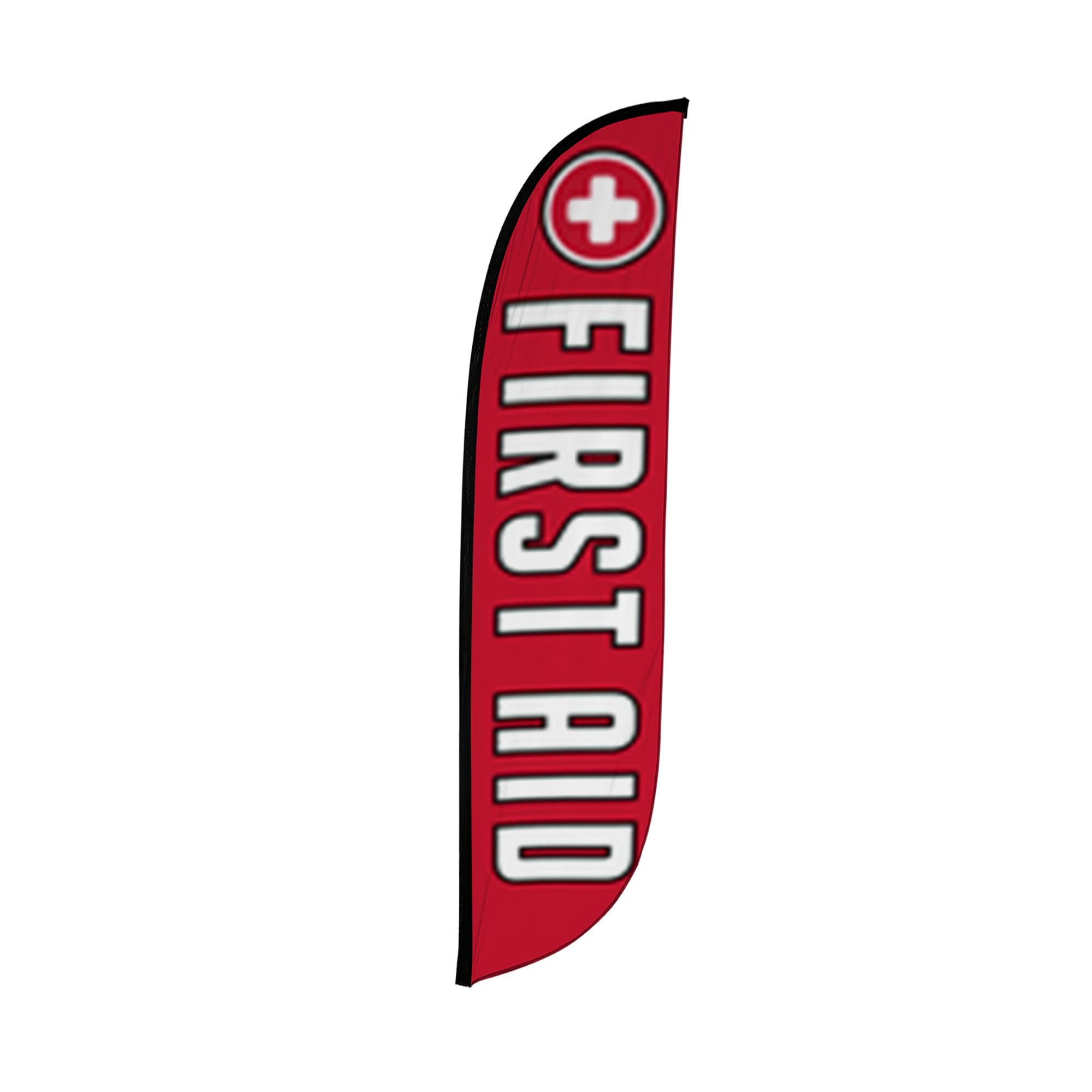 Photo 1 of LookOurWay Feather Flag - 12ft Tall Advertising Flag Banner for Business and Events Promotion - Flag Only - Health Care Themed - First Aid (10M1200245)